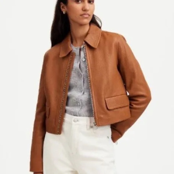 Madewell Shrunken Zip-Front Jacket in Leather NS381